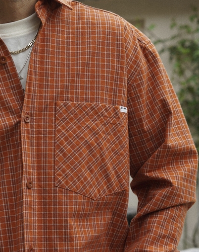 Elsk - Checked Men´s Relaxed Skjorte - Burnt Orange Check